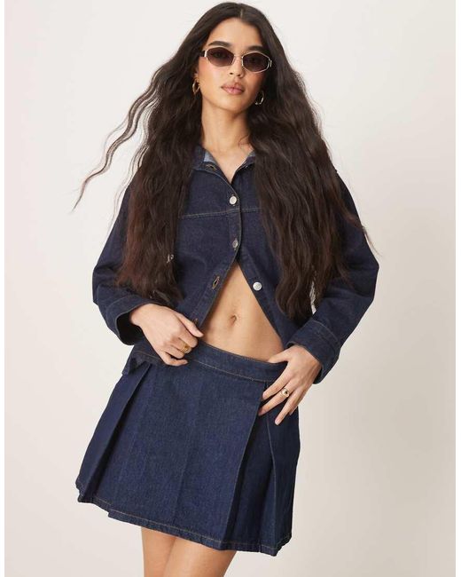 ASOS Blue Denim Pleated Mini Skirt