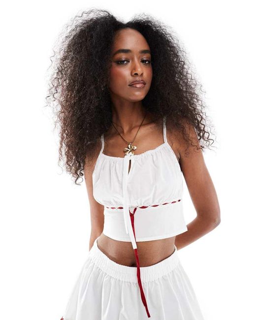 Wednesday's Girl White Ribbon Detail Cami Top