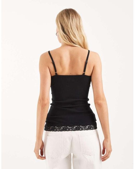 Hollister White Lace Trim Cami Top