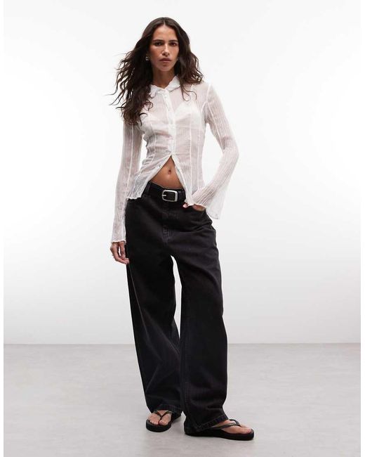 Weekday White Sheer Long Sleeve Shirt