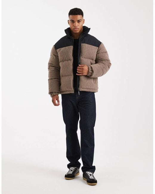 Jack & Jones Brown Borg Puffer for men