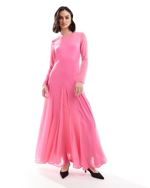 ASOS Pink – transparentes, wadenlanges zeltkleid aus chiffon