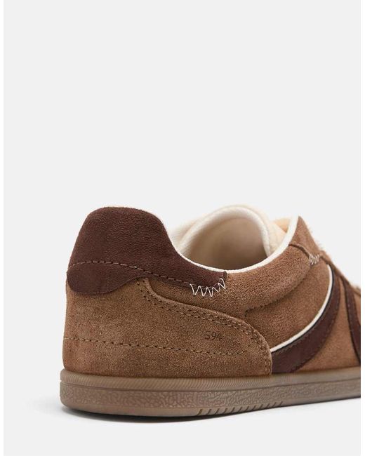 Stradivarius Brown Barefoot Retro Leather Trainers