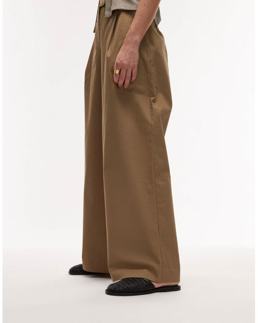 TOPSHOP Brown – bobby – gewebte leder-clogs