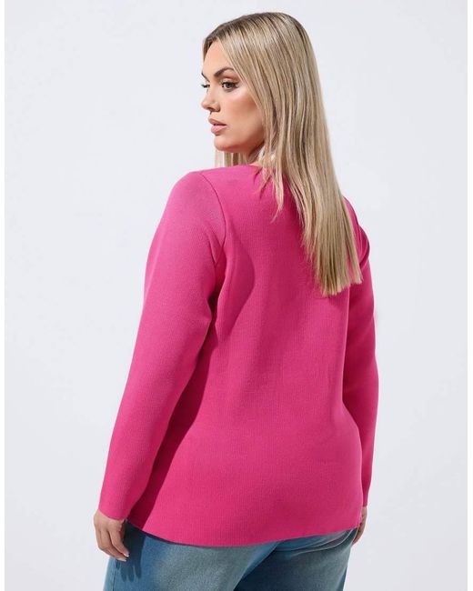 Yours Clothing Pink Long Sleeve Knitted Top