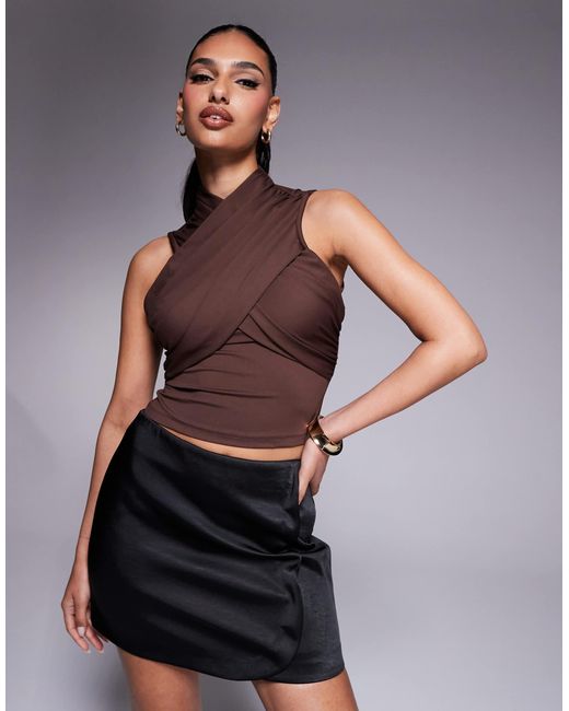 ASOS White Cross Wrap Polyamide Top