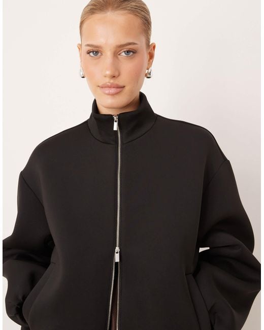 Mango Black Zip Through Bomber Jacket