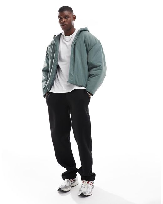 ASOS Gray Oversized Puffer Jacket With Hood for men