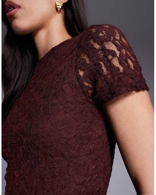 ASOS Purple Short Sleeve Lace Hybrid Maxi Dress