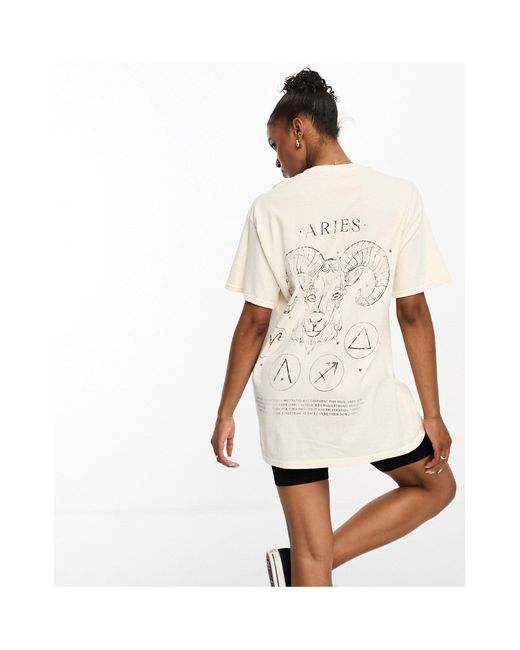 Miss Selfridge White Horoscope Aries Oversized T-shirt