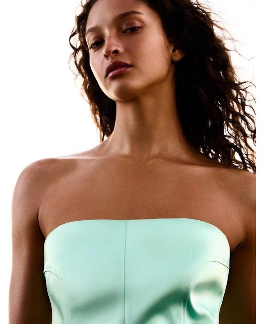 Bershka Green Mini Satin Dress