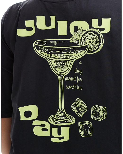 ONLY Black Juicy Cocktail Back Graphic Oversized Tee