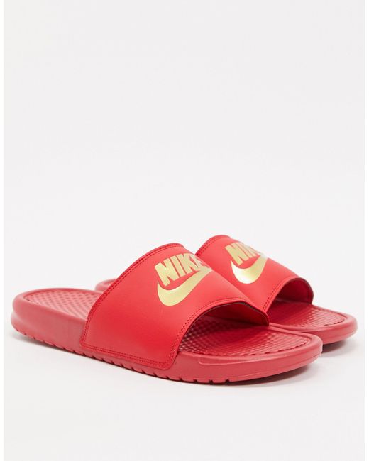 Nike Synthetic Benassi Just Do It Athletic Sandal in Red for Men | Lyst  Canada