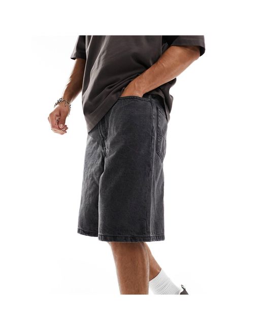 Vans Black Check-5 baggy Denim Shorts for men