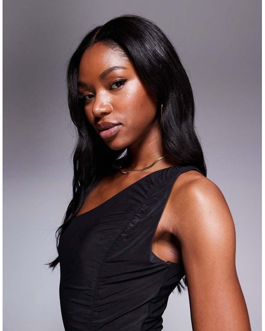 Fashionkilla Blue Exclusive Double Sculpted Slinky One Shoulder Ruched Side Thigh Split Maxi Dress