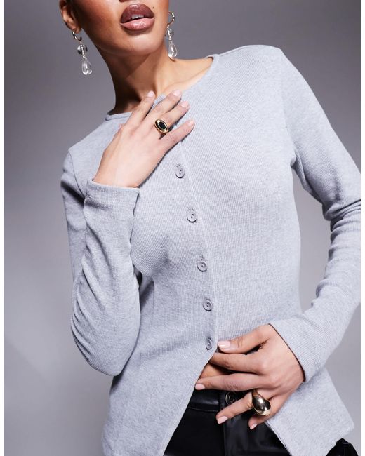ASOS Gray Button Through Interlock Cardi