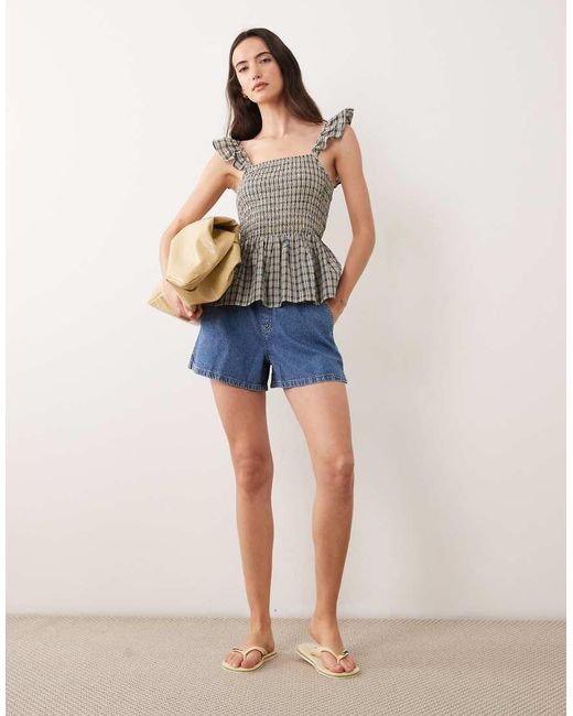 Jdy Brown Peplum Smock Top