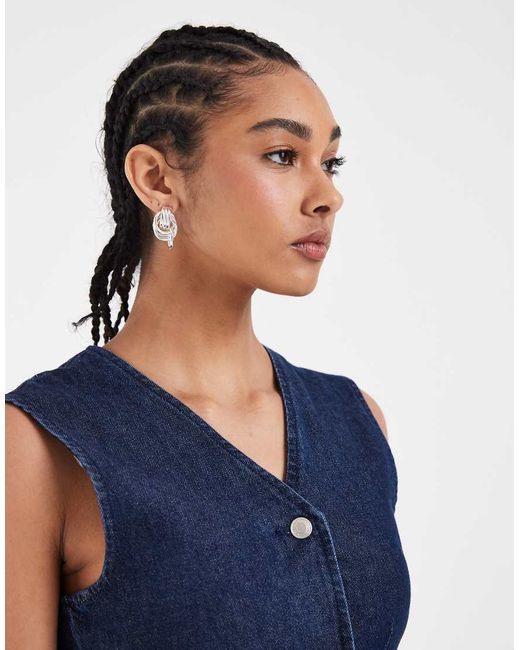ASOS Blue Denim Button Down Waistcoat Dress