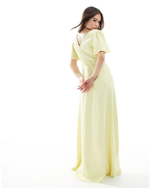 Maids To Measure Metallic Bridesmaid Flutter Sleeve Maxi Dress