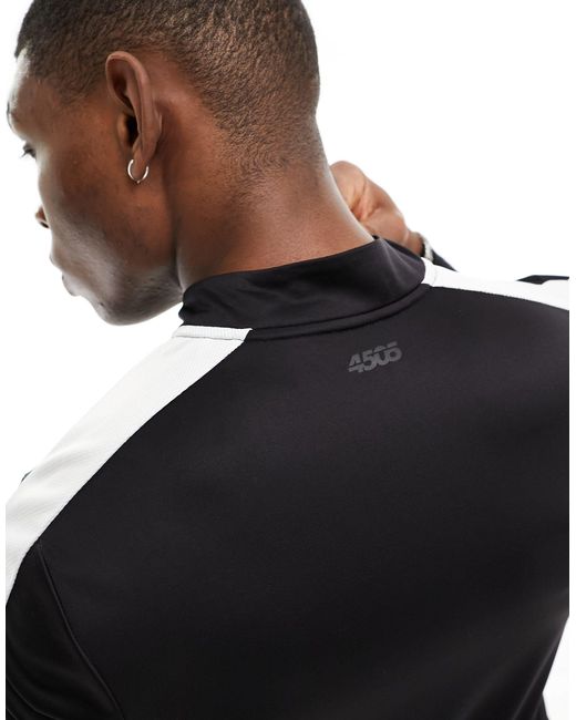 ASOS 4505 Black Contrast Side Stripe Long Sleeve 1/4 Zip Top for men