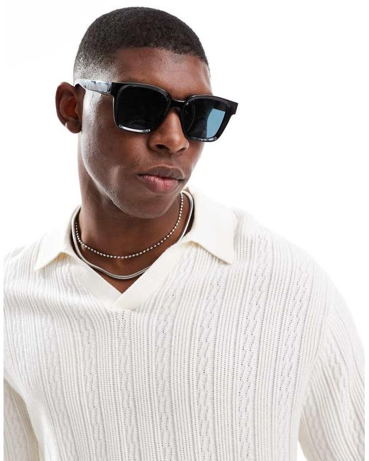 Jack & Jones White Rectangular Sunglasses for men