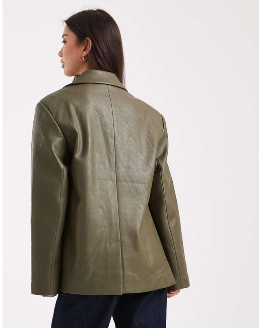 ASOS Green Tailored Oversized Faux Leather Blazer