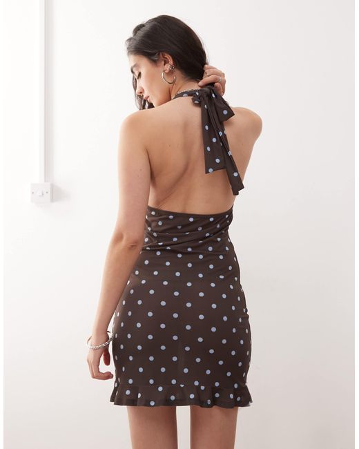 Collusion Multicolor Polka Dot Wrap Front Mini Flippy Dress