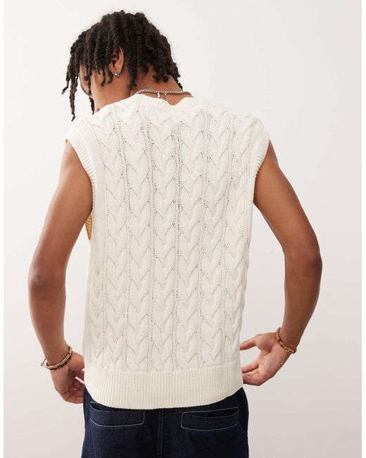 Weekday Natural Cable Knit Vest for men