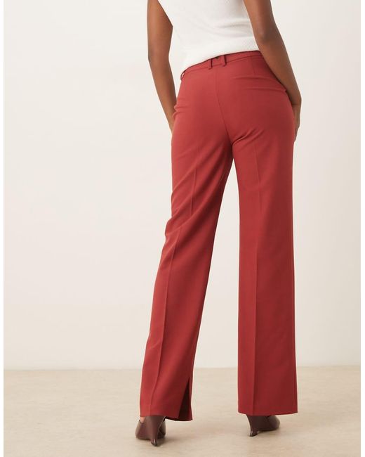 ASOS Red Tailo Slim Straight Suit Pants With Slit