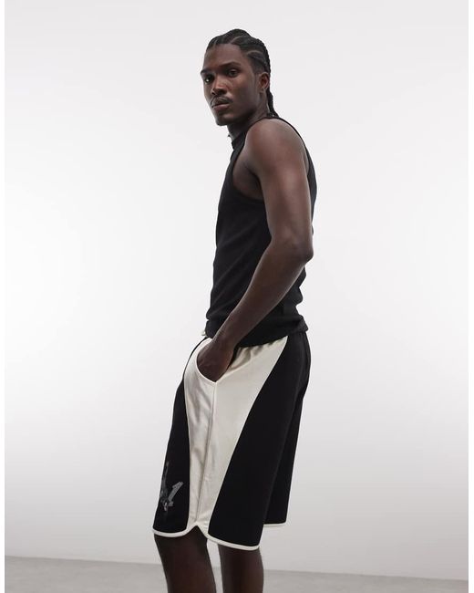 AND1 Black Basketball Shorts With Contrast Panels for men