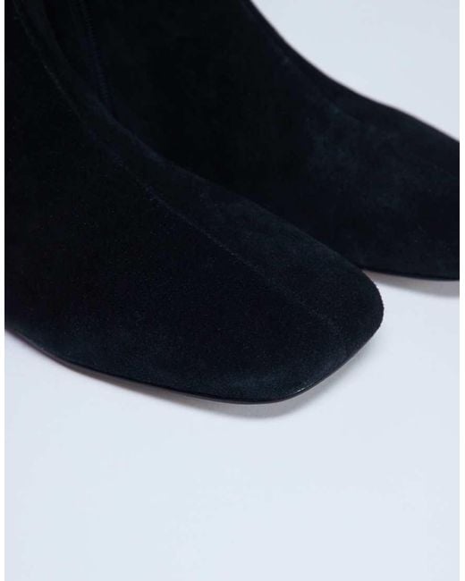 TOPSHOP Blue Peri Real Suede Flat Square Toe Boot