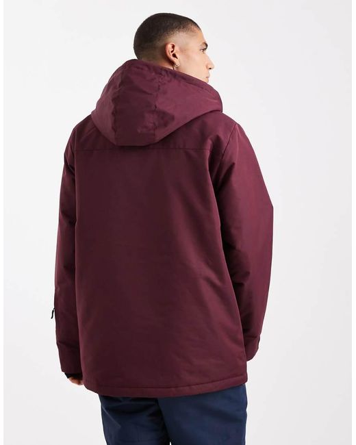 Giacca Da Sci Color Bordeaux Con Cappuccio E Tasca di Threadbare in Red da Uomo