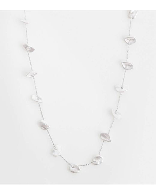 ASOS White Asos Design Curve Dainty Necklace With Faux Pearl Chipping Detail