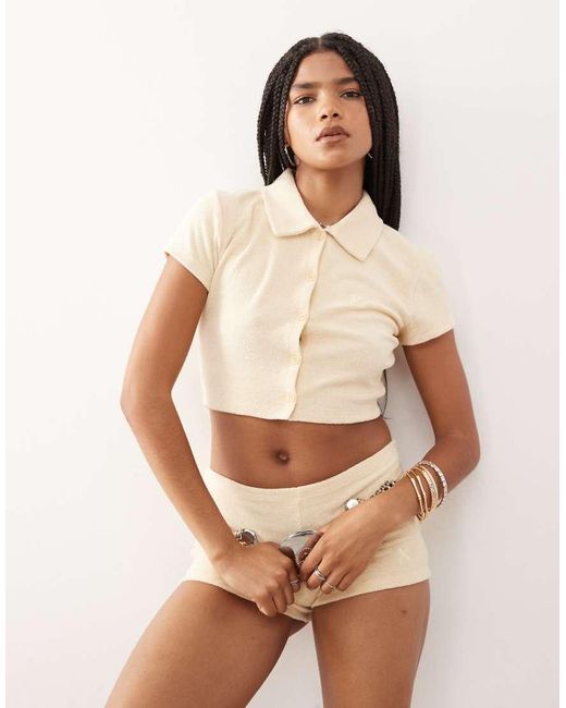Collusion Natural Towelling Button Up Top