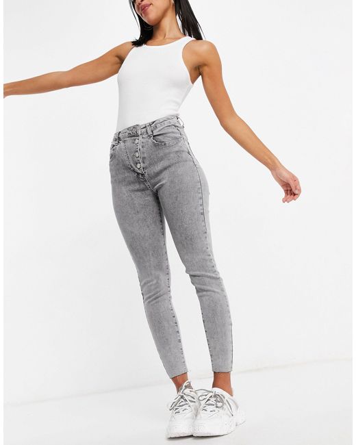 Missguided Denim Asymmetric Button 