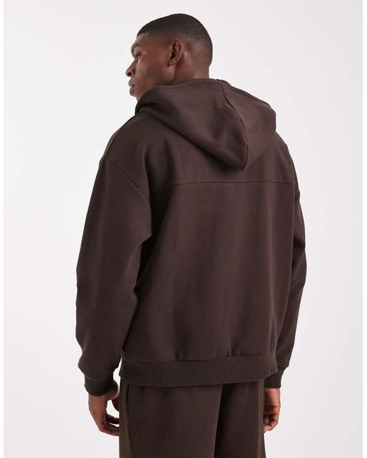 New Look Brown Heavyweight Zip Through Hoodie Co-Ord for men