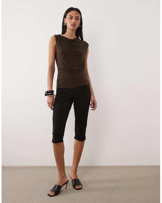 Mango Black Asymmetric Sleeveless Top With Hardware Shoulder Detail
