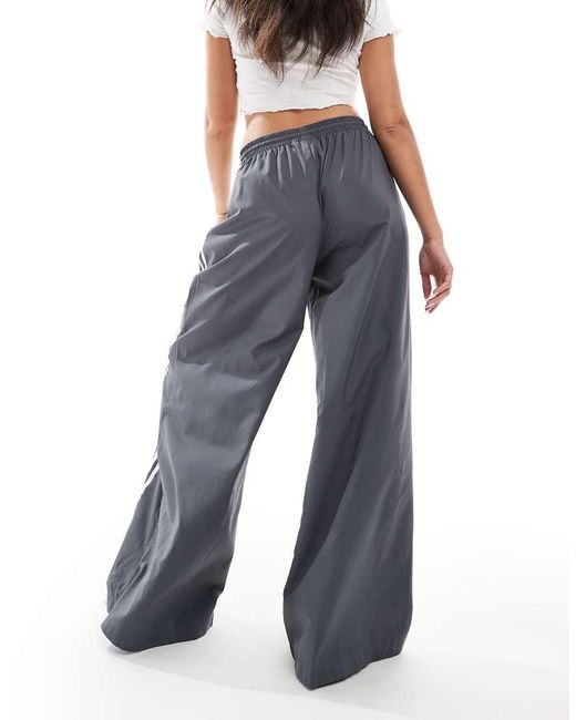 Adidas Originals Gray Three Stripe Oversized Track Pants