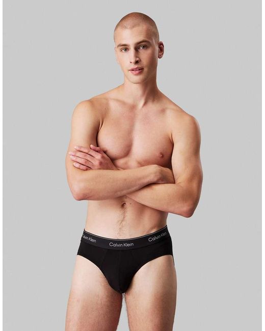 Pack De 3 Calzoncillos Slip De Color Negro Y Azul Icon Cotton Stretch De Calvin Klein de hombre de color Blue