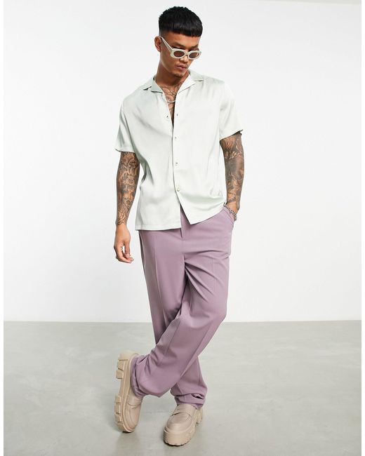 ASOS Regular Revere Satin Shirt in 
