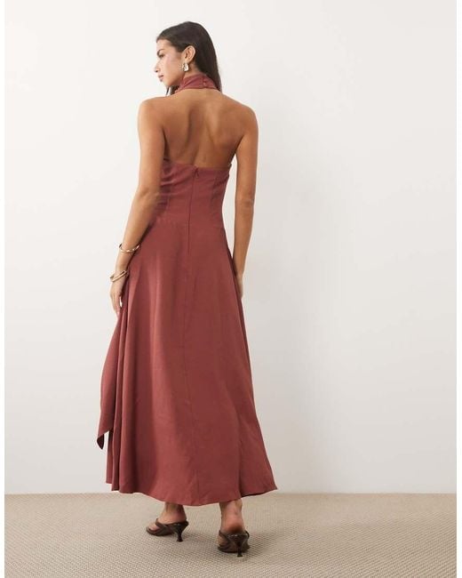 ASOS Red Cowl Neck Double Layer Maxi Dress