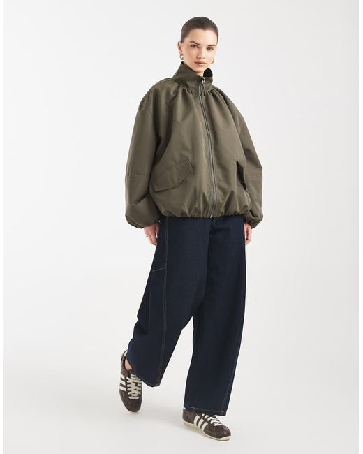 ASOS Brown Oversized Funnel Neck Bubble Hem Bomber