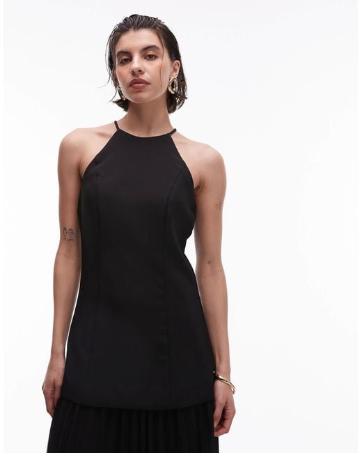 Robe longue hybride avec ourlet plissé Mango en coloris Black