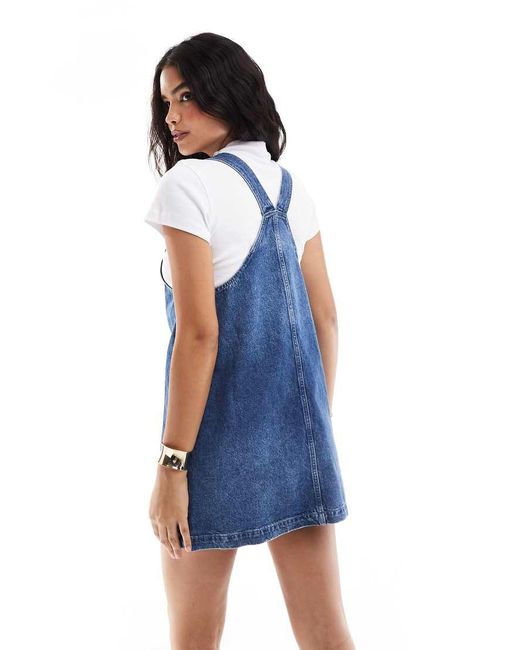 Tommy Hilfiger Blue Retro Flag Denim Dungaree Dress