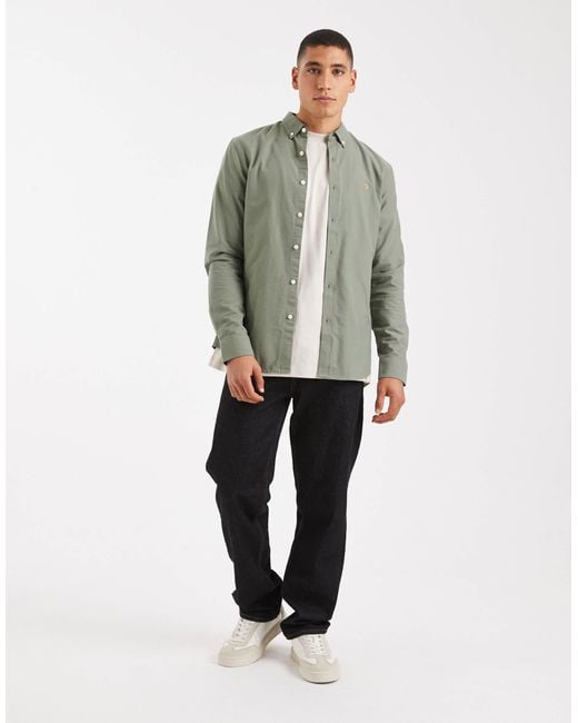 Farah Green Brewer Long Sleeve Shirt for men