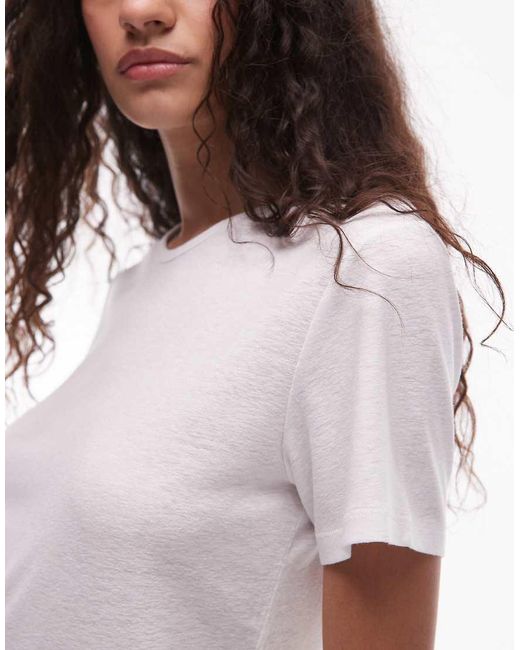 ARKET White Linen Blend Relaxed Top With Seamed Long Sleeves