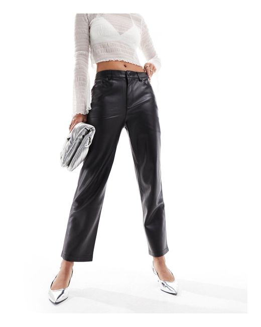 Mango White Leather Look Slim Trousers