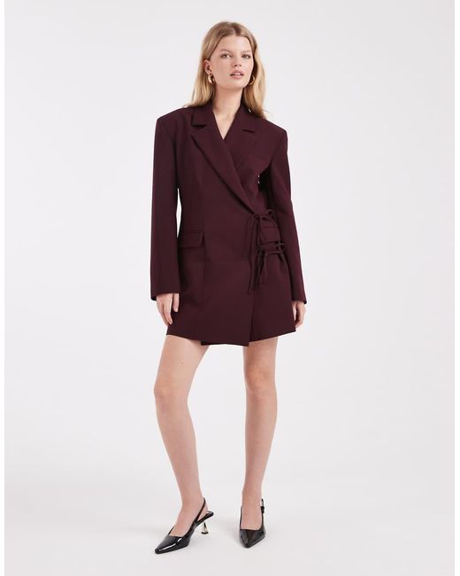 ASOS Purple Wrap Front Blazer Dress With Tie Side