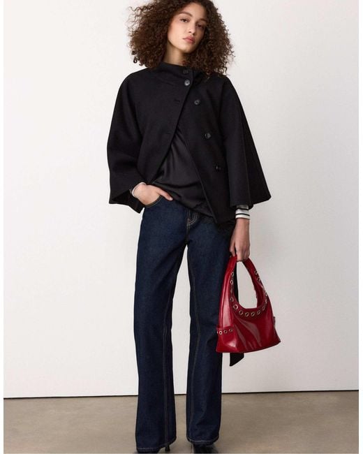 Stradivarius Black – weiche cape-jacke