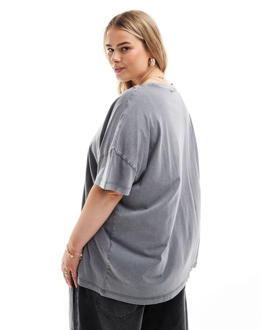 Noisy May Gray Oversized T-shirt With Good Vibes Print